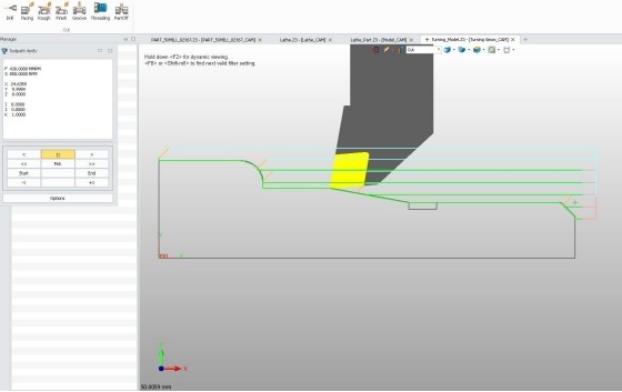 Figure 15. Turning Rough operation example with tool path verification.jpg