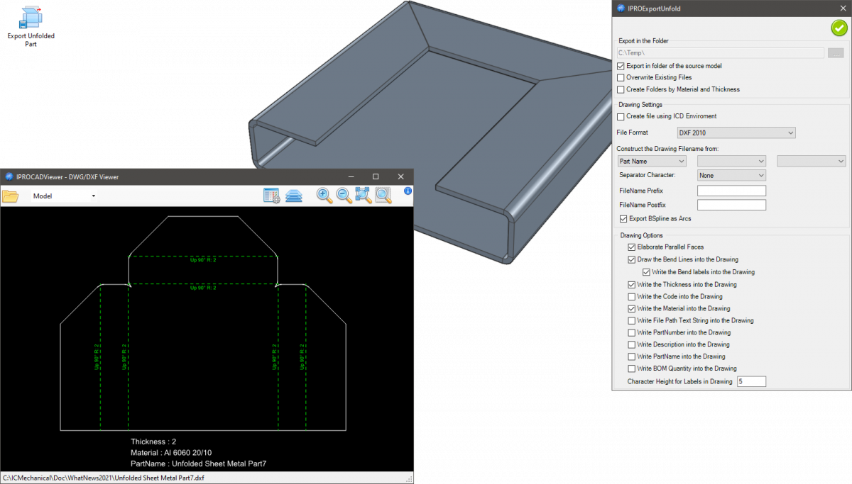 IronCAD Mechanical 2021 - Export Unfolded Part